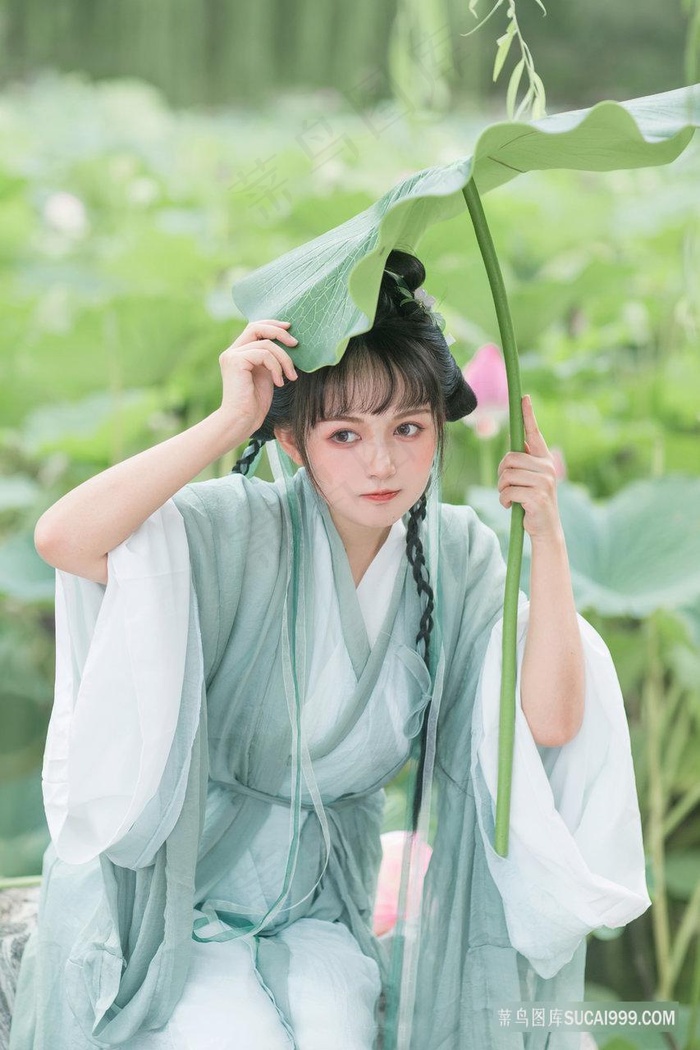 4K超清清纯古装莲花户外写真摄影图片素材