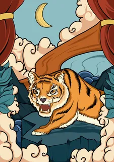 国潮插画老虎