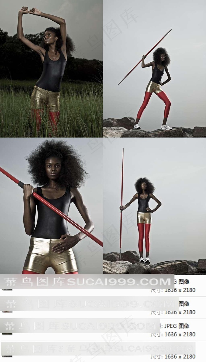 黑人健身美女摄影素材