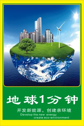 地球一分钟海报版面地球素材