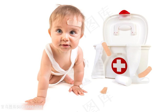 受伤的可爱婴儿高清图片