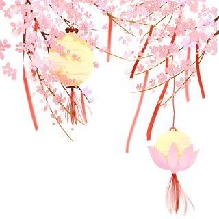 春天浪漫粉红色樱花手绘樱花梅花桃花花朵图片PNG免扣素材