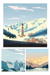 AI矢量山林风景