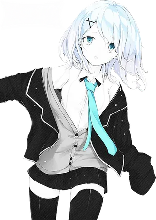 黑色休闲服女孩素材卡通简笔人物