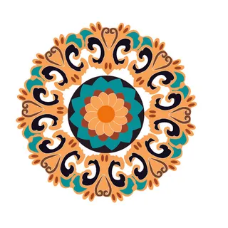 复古中式国潮风敦煌花纹装饰图案花卉藻井肌理圆形边框素材