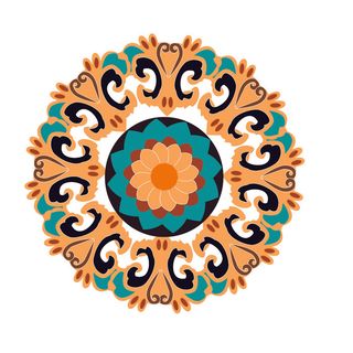 复古中式国潮风敦煌花纹装饰图案花卉藻井肌理圆形边框素材