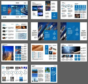 蓝色电线电缆画册模板