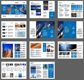 蓝色电线电缆画册模板