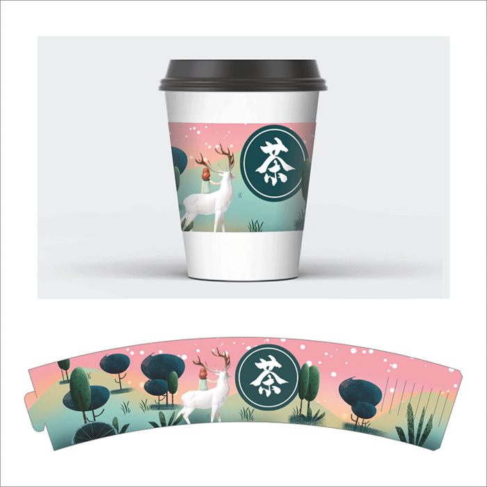 杯套模板纸杯茶杯奶茶08