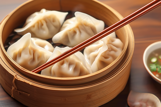蒸饺饺子美食摄影图