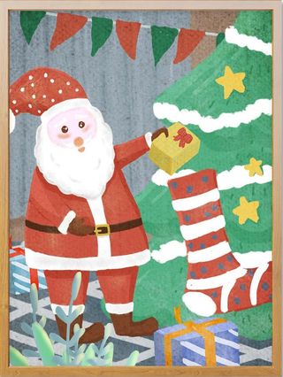 圣诞节插画圣诞老人送礼物