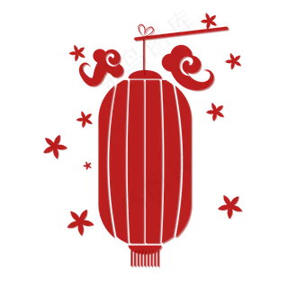 中国风 手绘 卡通元素 传统 复古红 灯笼装饰 PNG 免抠 