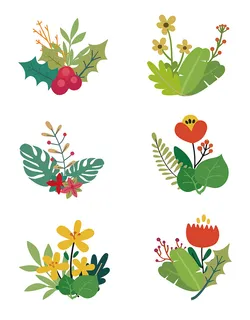 免抠小清新春季花草植物插画元素