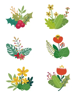 免抠小清新春季花草植物插画元素
