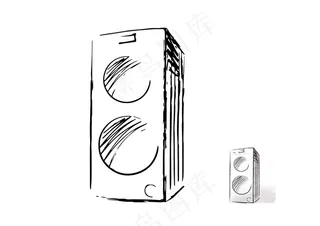 双子洗衣机素描版本描摹