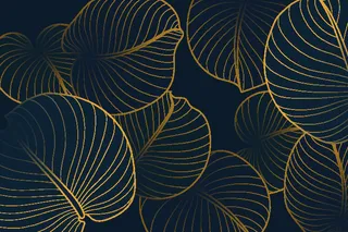 中国风古典背景矢量图片渐变金色线条花纹线性几何传统树叶ai素材