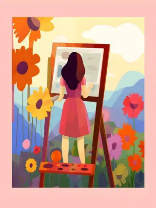 美术画画花朵插画背景