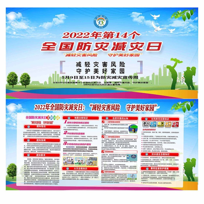 2022全国防灾减灾展板psd模版下载
