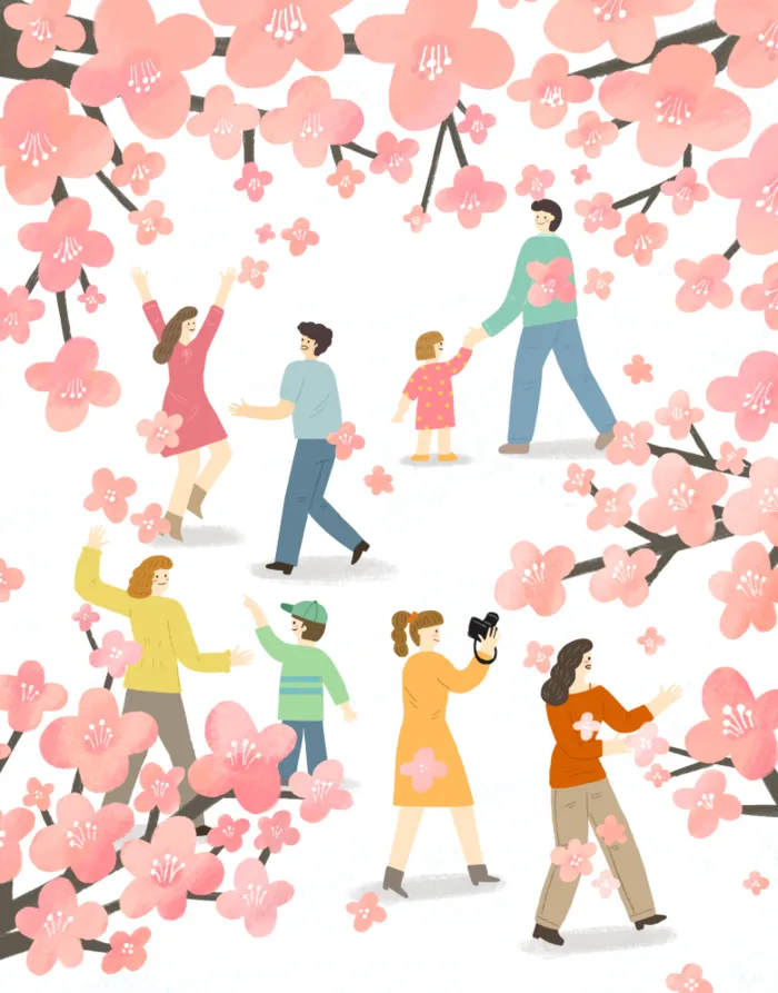 春天插画psd模版下载
