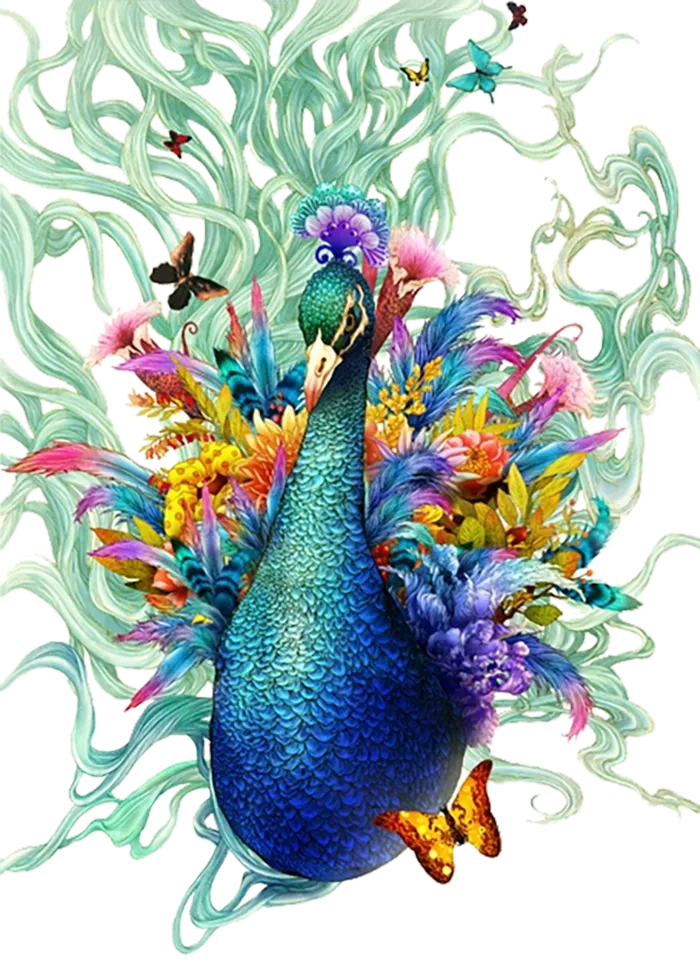 孔雀开屏动物