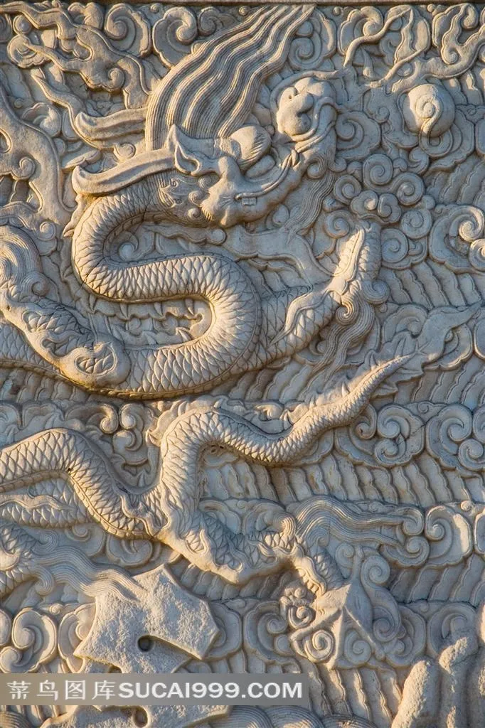 精美的龙纹浮雕摄影