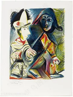 毕加索水彩人物高清油画装饰画