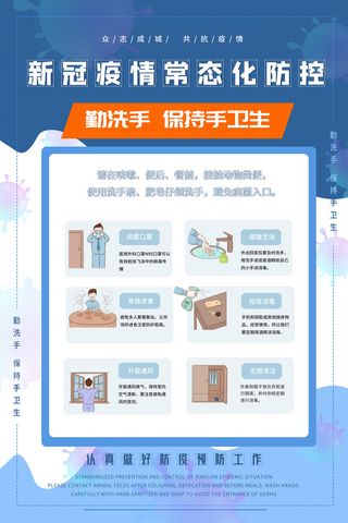 蓝色新冠疫情防控从我做起海报