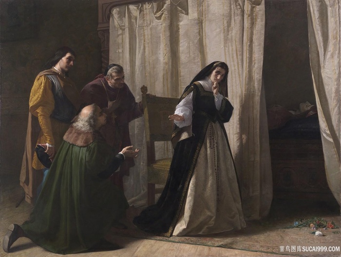 人物修女油画风景画