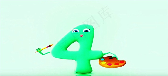 卡通彩色数字四