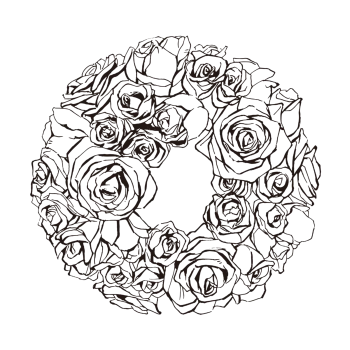 线条草本花卉手绘植物-玫瑰花7