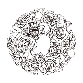 线条草本花卉手绘植物-玫瑰花7