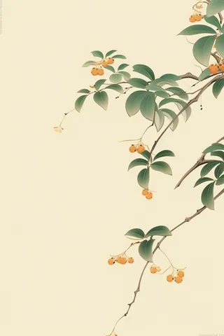 桂花枝叶清新黄色国风背景