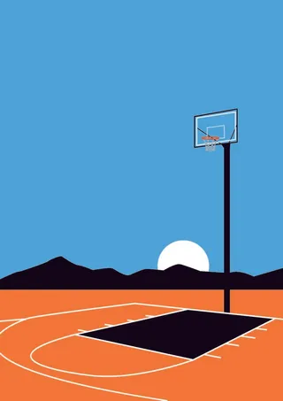 蓝色矢量篮球场