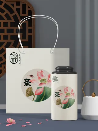 国风高档茶叶包装盒袋罐瓶LOGO标贴展示VI智能贴图样机PSD素材