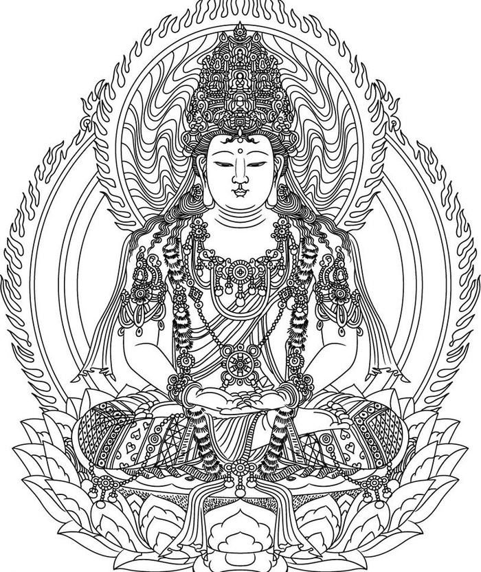 线描观音菩萨ai矢量模版下载