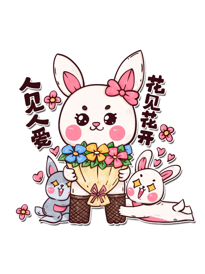 2023新春兔年国潮风人见人爱花见花开