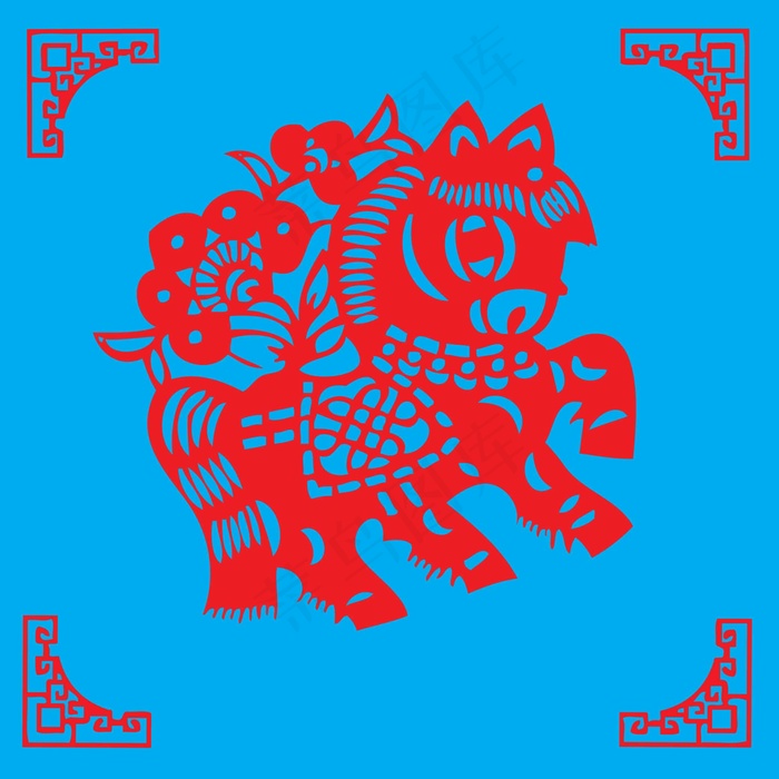 马剪纸 剪纸风元素