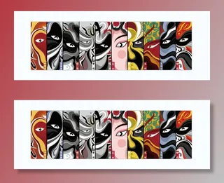 古典脸谱戏剧卡通手绘海报图形