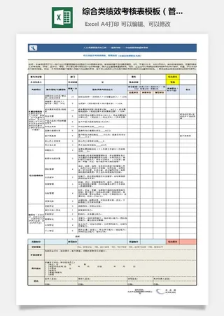 综合类绩效考核表模板（管理高层）