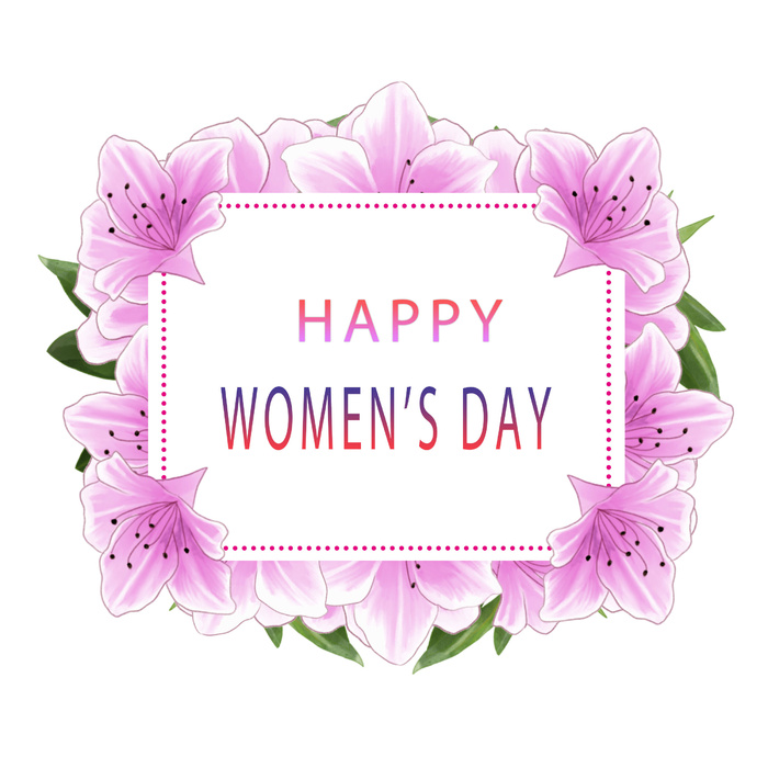 手绘妇女节紫色花卉挂画