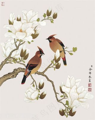 余挚兰花中式花鸟中式挂画