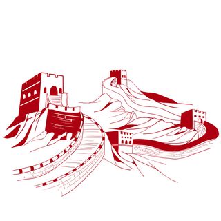 北京长城剪纸风背景素材