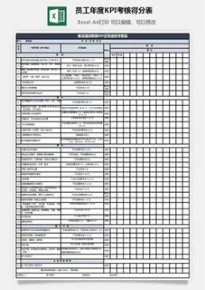员工年度KPI考核得分表