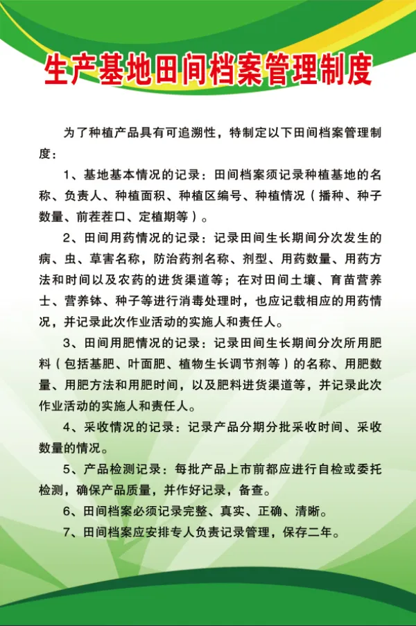 生产基地田间档案管理制度 60-90写真加板加边 1块psd模版下载