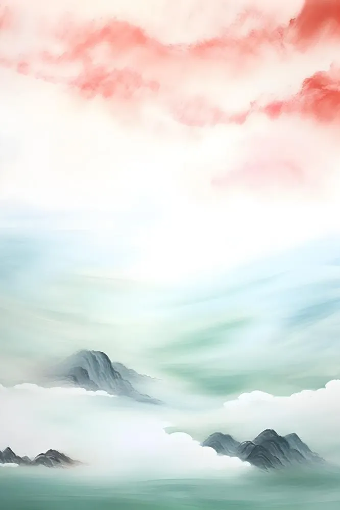 国风淡雅山云背景(2400x3600)