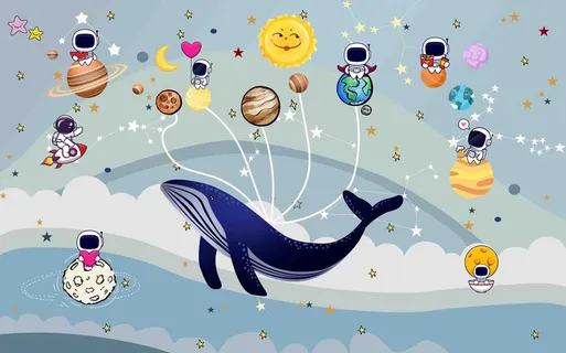 卡通儿童房背景墙壁纸壁画壁布