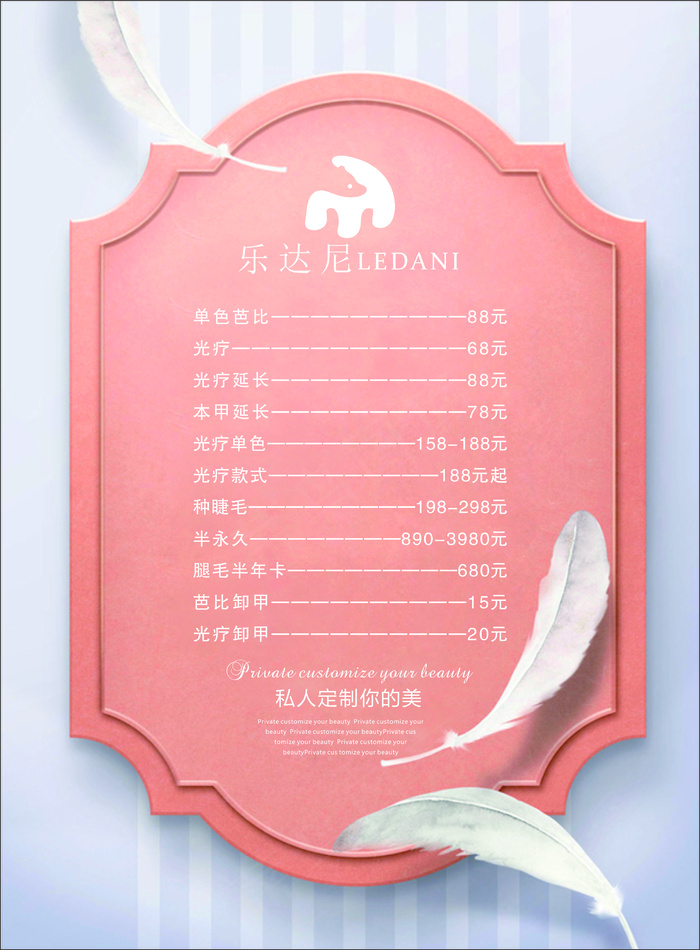 美容价目表-海报24cdr矢量模版下载