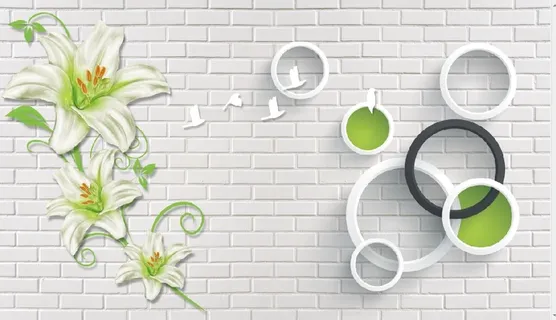 雕塑兰花砖墙背景墙