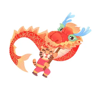 PNG免扣2022虎年新年春节元旦卡通老虎形象图片插画PSD设计素材