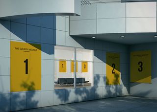 海报样机 室内 画展 画框样机 现代明亮建筑 (7)